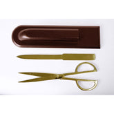 Chocolate Brown Leather Library Set With Gold Hardware